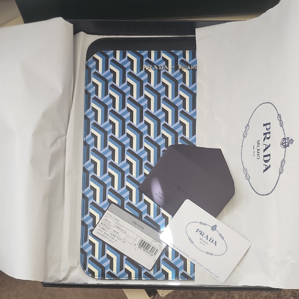 Prada Saffiano Leather Geometric Print iPad Tablet Case